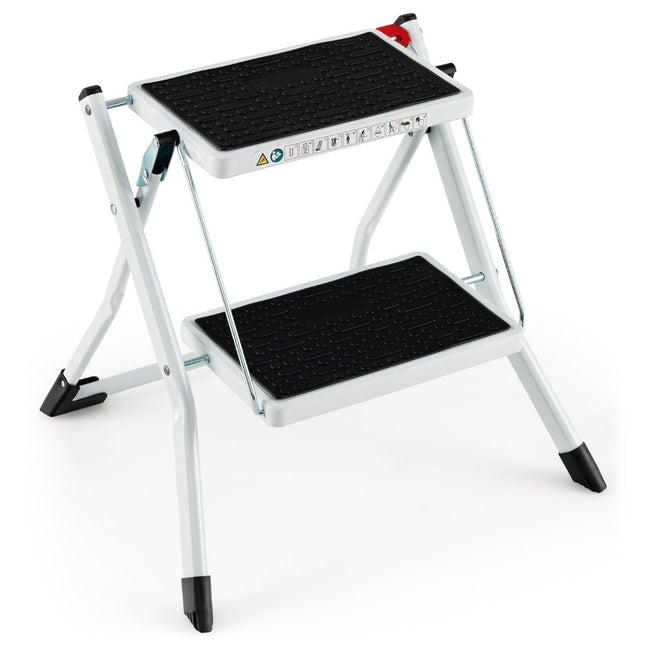 Folding Step Ladder, 2 Steps, 20cm Wide, 150kg Capacity