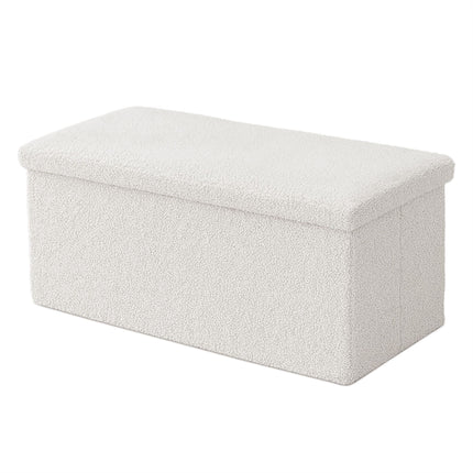 Folding Storage Bench, Teddy Fabric, Seats 2