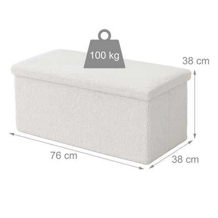 Folding Storage Bench, Teddy Fabric, Seats 2