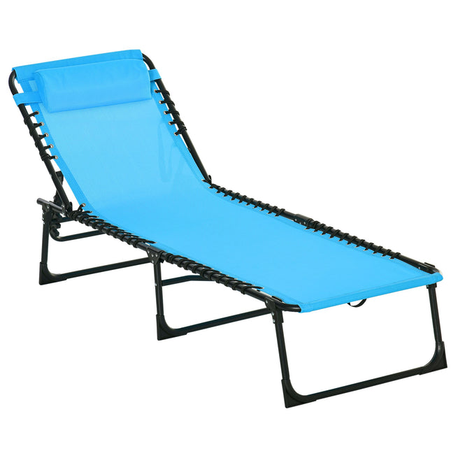 Folding Sun Lounger, Breathable Fabric, Metal Frame, 189x58x30 cm