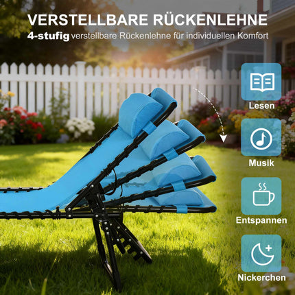 Folding Sun Lounger, Breathable Fabric, Metal Frame, 189x58x30 cm