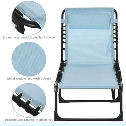 Folding Sun Lounger, Breathable Mesh, Metal Frame, 189x58x30 cm