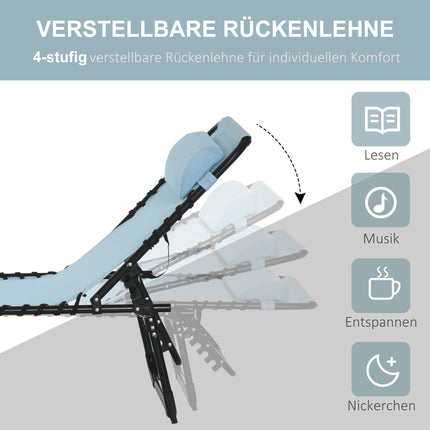 Folding Sun Lounger, Breathable Mesh, Metal Frame, 189x58x30 cm