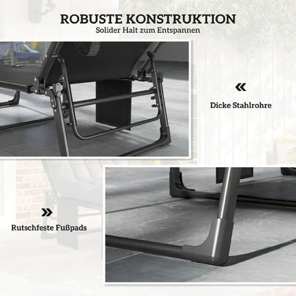 Folding Sun Lounger with Adjustable Backrest and Cushion