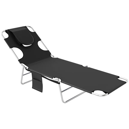 Folding Sun Lounger with Adjustable Backrest and Face Hole