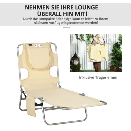 Folding Sun Lounger with Adjustable Backrest and Face Hole