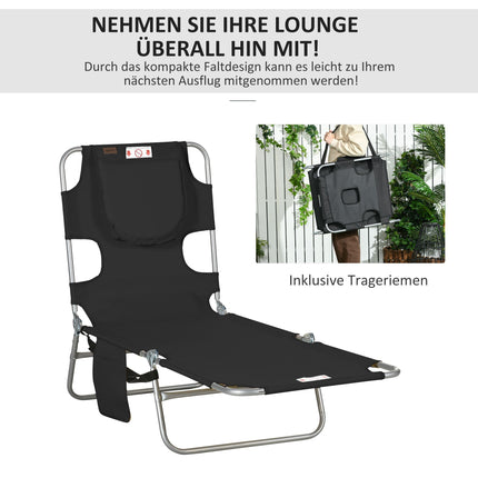 Folding Sun Lounger with Adjustable Backrest and Face Hole