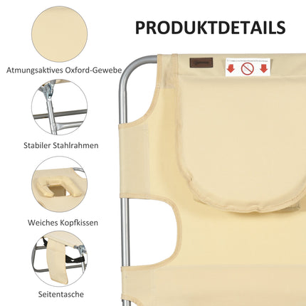 Folding Sun Lounger with Adjustable Backrest and Face Hole
