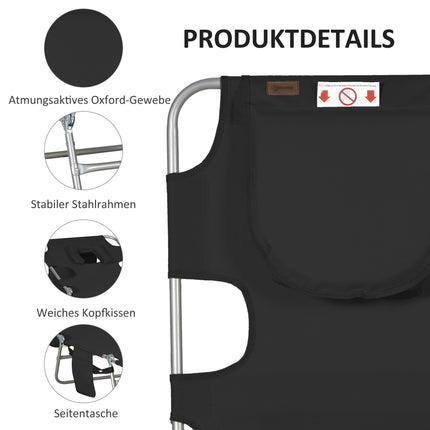 Folding Sun Lounger with Adjustable Backrest and Face Hole