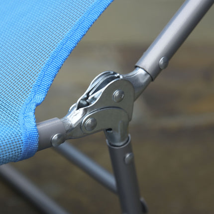 Folding Sun Lounger with Cushion, Adjustable Backrest, Blue