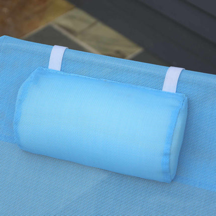 Folding Sun Lounger with Cushion, Adjustable Backrest, Blue