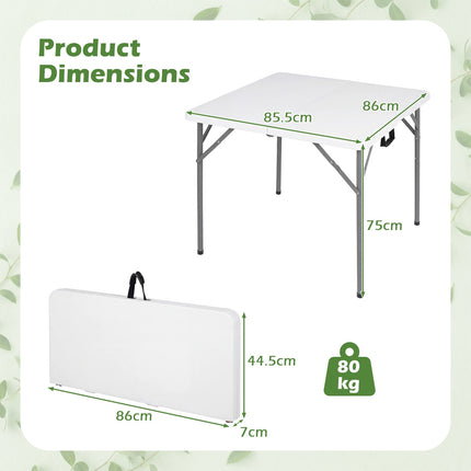 Folding Table 86 cm Square, Carry Handle, Metal Legs