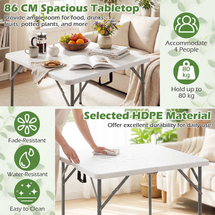 Folding Table 86 cm Square, Carry Handle, Metal Legs