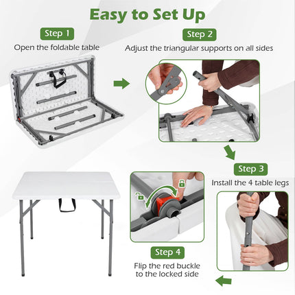Folding Table 86 cm Square, Carry Handle, Metal Legs