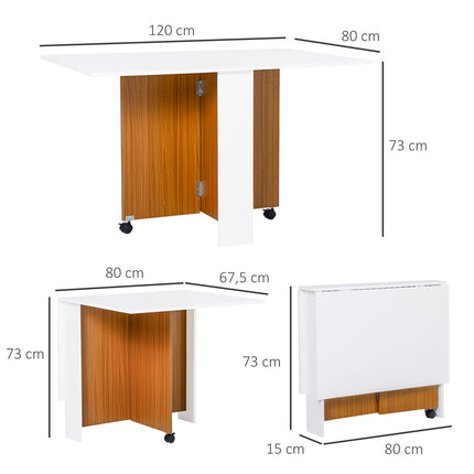 Folding dining table with wheels - Mobile White Desk