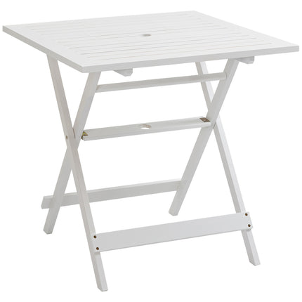 Folding side table with parasol holder, poplar wood, 70cm