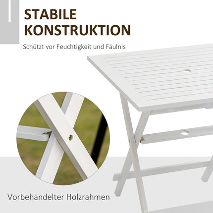 Folding side table with parasol holder, poplar wood, 70cm