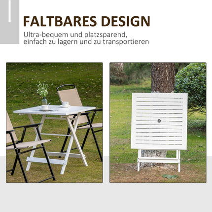 Folding side table with parasol holder, poplar wood, 70cm