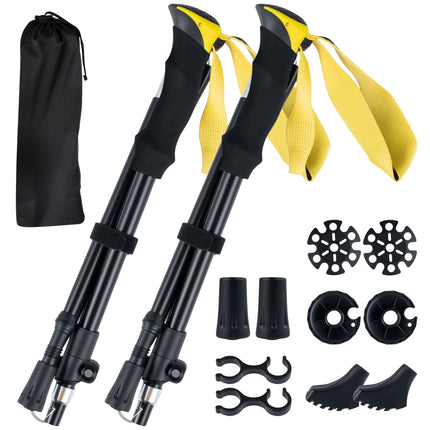 Folding Trekking Poles, Quick Lock, 115-130 cm, Yellow