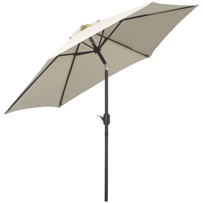 Beige aluminum garden umbrella - 2.7 m, hand crank