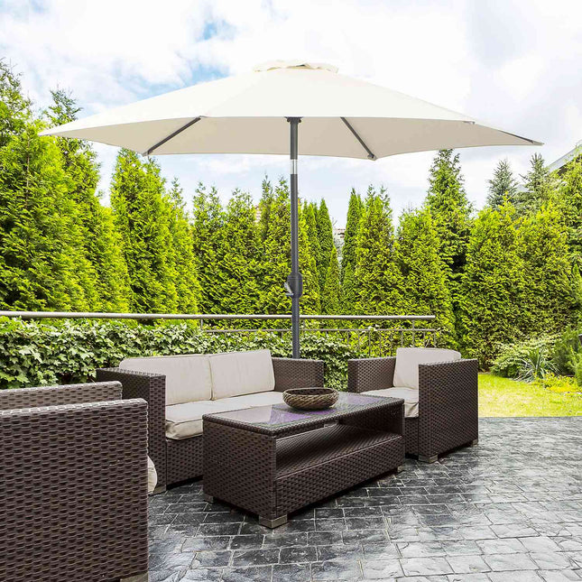 Beige aluminum garden umbrella - 2.7 m, hand crank