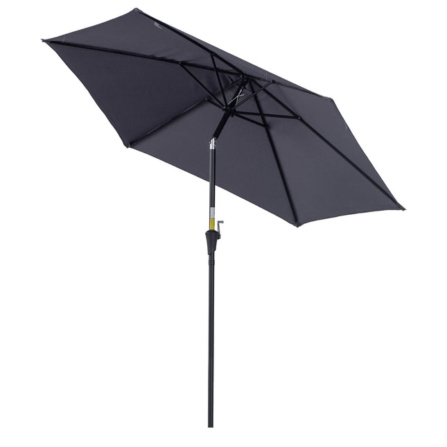 Gray folding garden umbrella - aluminium, hand crank, 2.7m