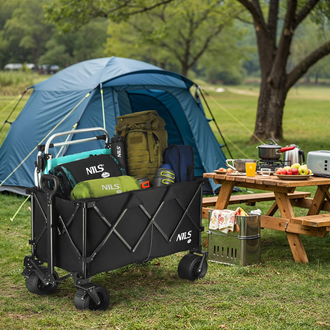 Folding Wagon, Black, XXL 180L Capacity