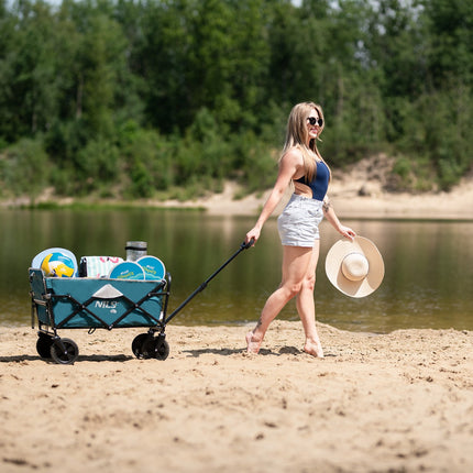Folding Wagon, Green-Gray, 125L Capacity