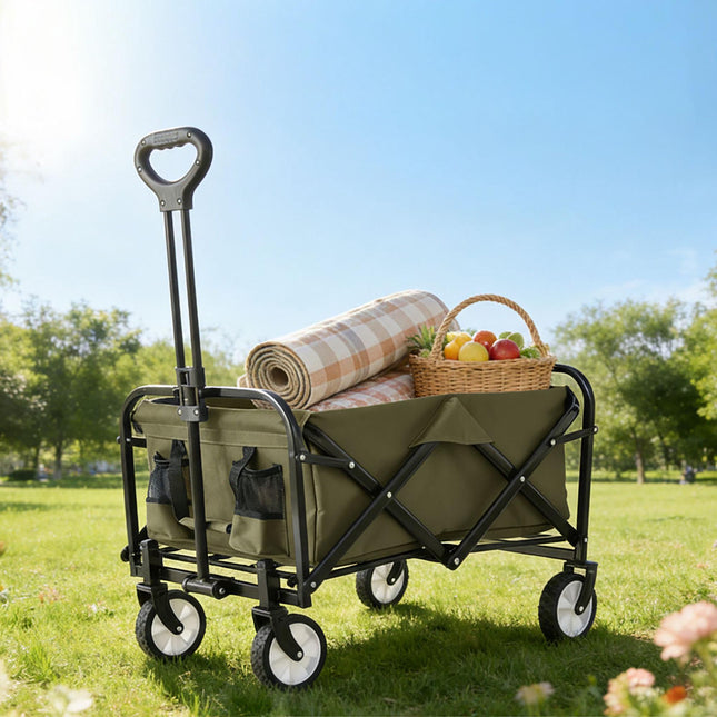 Folding Wagon for Beach, Camping, Shopping, Large Capacity