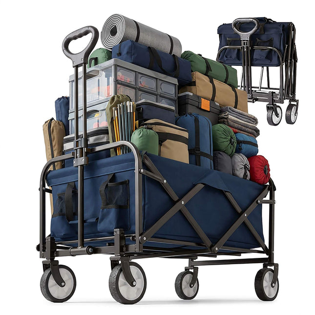 Folding Wagon with Adjustable Handle and Large Capacity