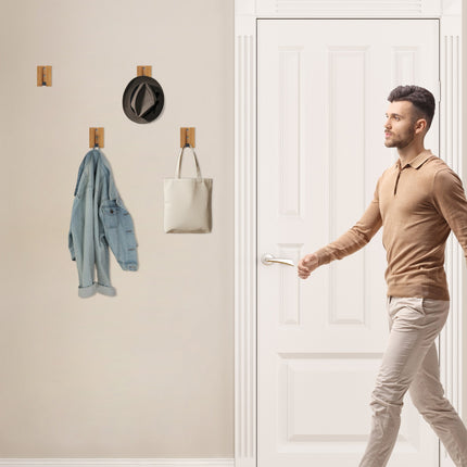 Folding Wall Hooks Set, Bamboo, Space-Saving Design