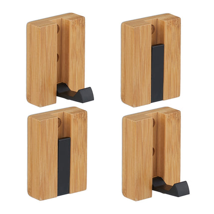 Folding Wall Hooks Set, Bamboo, Space-Saving Design