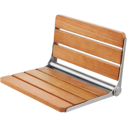 Folding Wall-Mounted Oak Shower Seat, 440 lb Capacity