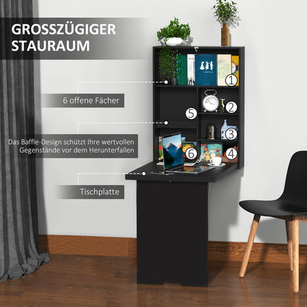 Folding Wall Desk with Blackboard, Black 60x94.5x147 cm