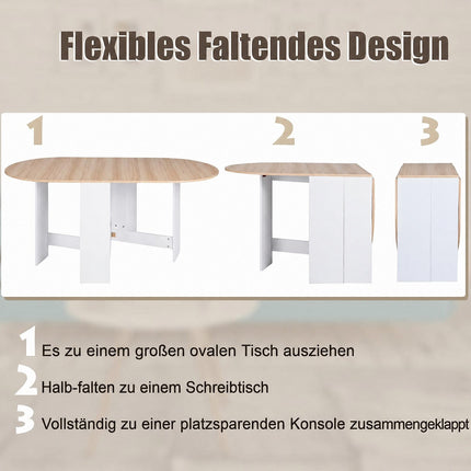 Folding White Table for 4-7 People, 163x80x75 cm