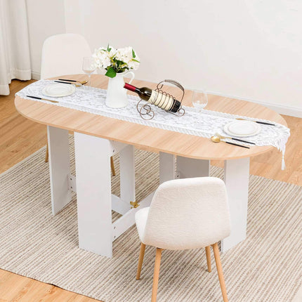 Folding White Table for 4-7 People, 163x80x75 cm