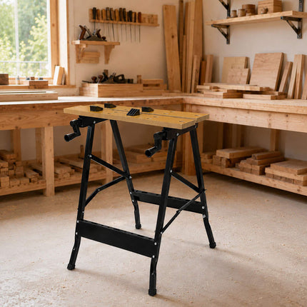 Folding Workbench with Clamping Jaws and Crank Adjustment, 100 kg Load