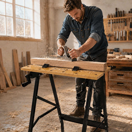 Folding Workbench with Clamping Jaws and Crank Adjustment, 100 kg Load