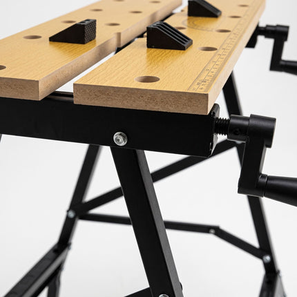 Folding Workbench with Clamping Jaws and Crank Adjustment, 100 kg Load