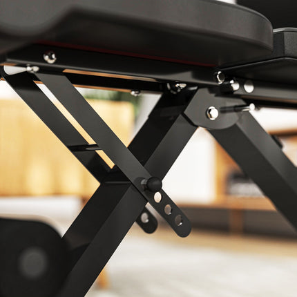 Folding Workout Bench, Adjustable Backrest & Seat, Black