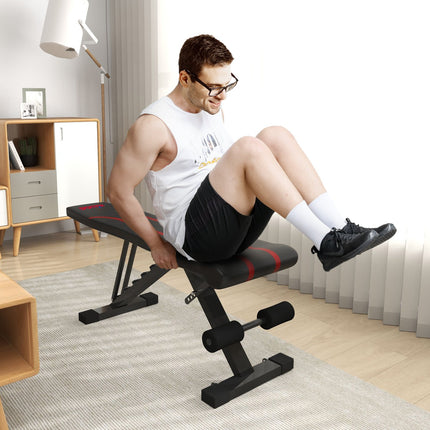 Folding Workout Bench, Adjustable Backrest & Seat, Black