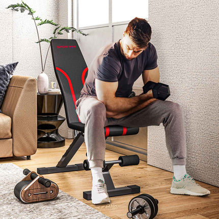 Folding Workout Bench, Adjustable Backrest & Seat, Black