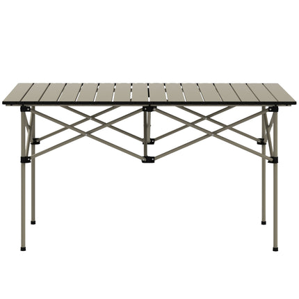 Folding aluminum camping table - light, 95 x 55 cm, khaki