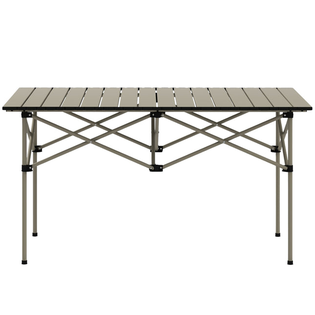 Folding aluminum camping table - light, 95 x 55 cm, khaki