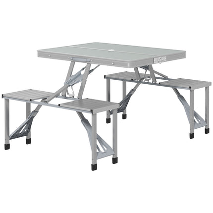 Folding aluminum camping table with 4 chairs - lightweight