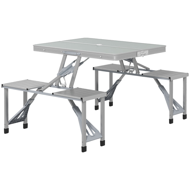 Folding aluminum camping table with 4 chairs - lightweight