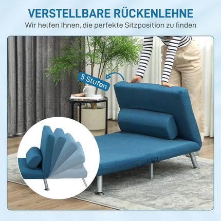 Sleeper Chair Bed, Foldable, Adjustable Backrest, Blue