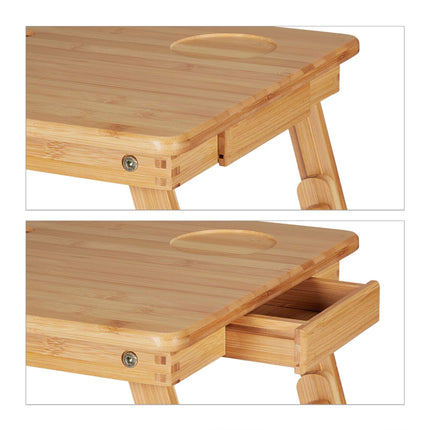 Folding bamboo laptop table