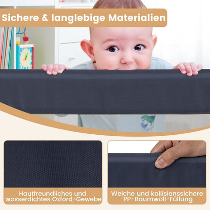 Folding bed rail with adjustable & one-click folding straps bed guard 150 x 42cm gray