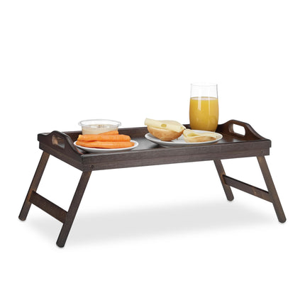 Folding bed tray dark brown